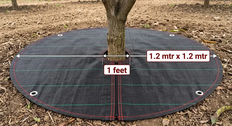 Round Weed Mat 1.2 M with Chain | Plant Basin 100 GSM