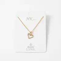 Open Heart Pendant Necklace with CZ Studs – Gold Set view 1
