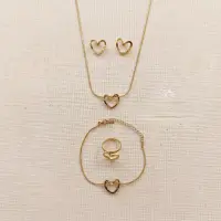 4 in 1 Heart Jewellery Set – Necklace, Bracelet, Ring, Studs view 2